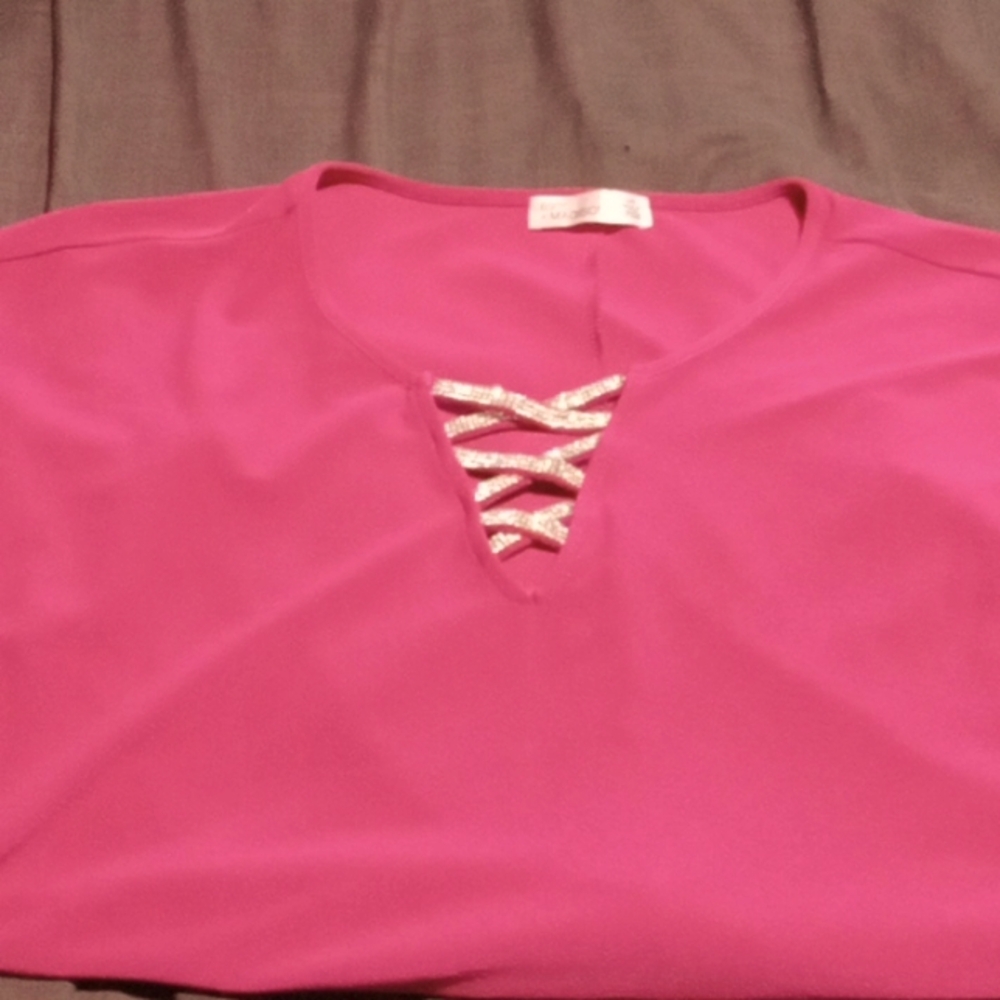 Women's Pink Top with Lace-Up Detail